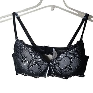 Sophie B. Bra Bralette Black Under Wire Floral Lace Size 36C